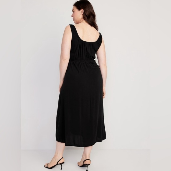 NWT! Black Waist-Defined Sleeveless Crepe Midi Dress for Women - Multiple 💜 - Picture 7 of 13